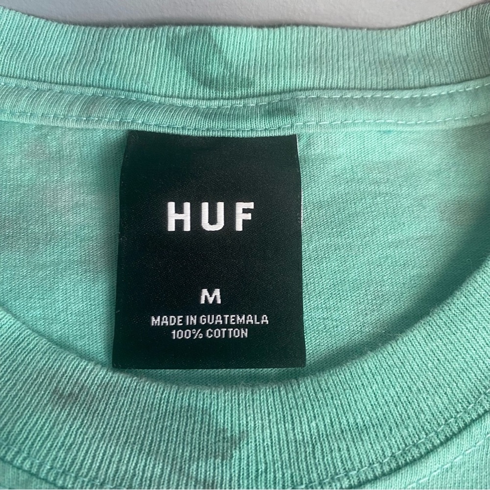 HUF Teal Tie-Dye Short Sleeve Tee with Pink Logo - Picture 9 of 14